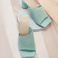 Minimalist Knit Chunky Heeled Mules