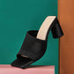 Minimalist Knit Chunky Heeled Mules