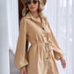 Lantern Sleeve Button Front Belted Shirt Dress