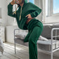 Dark Green Solid Drop Shoulder Hoodie and Sweatpants