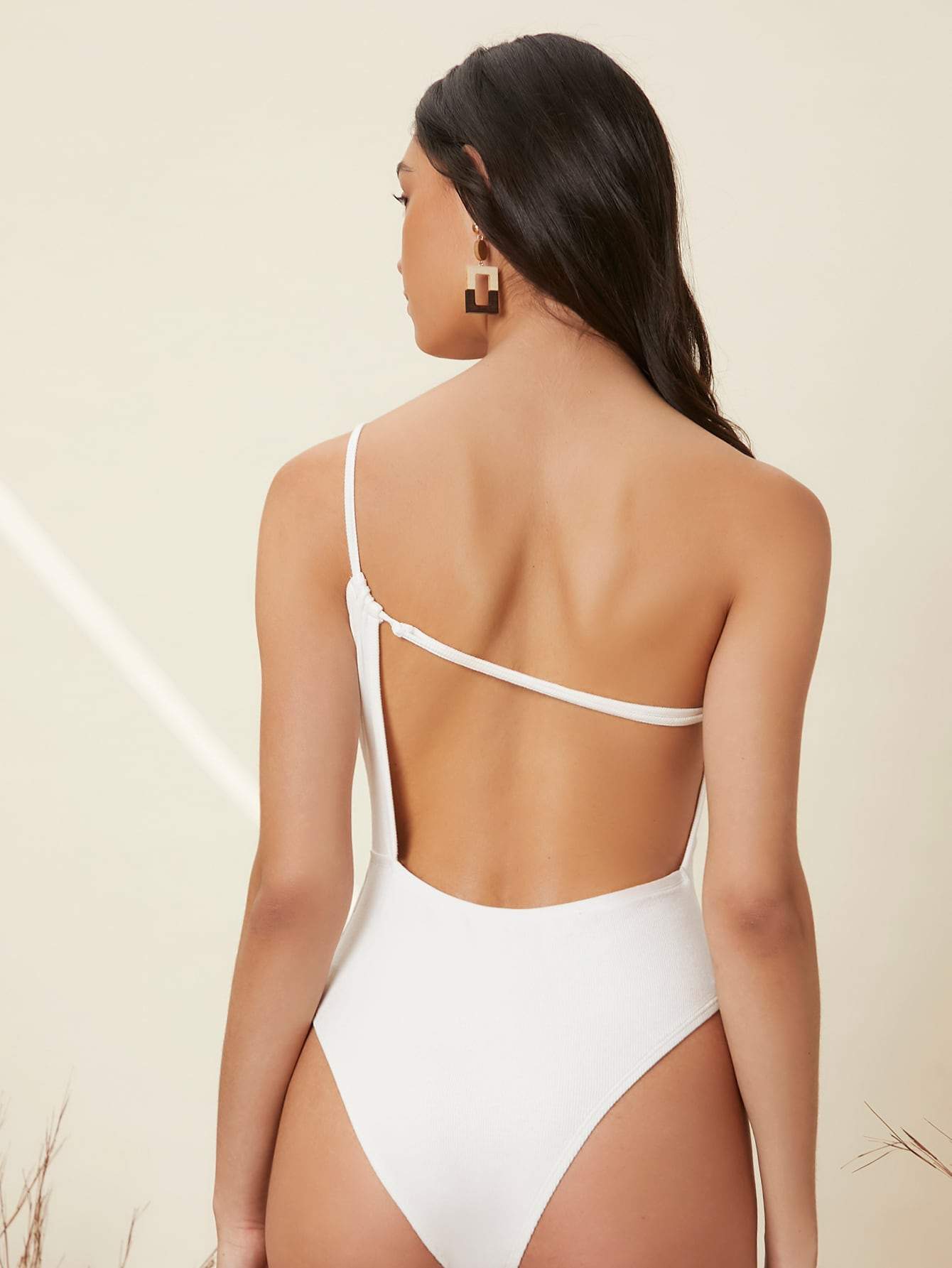 White One Shoulder Cut Out Backless Bodysuit