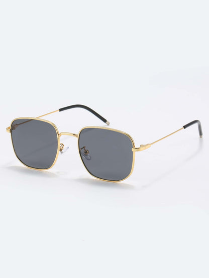 Black Geometric Metal Frame Sunglasses