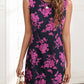 Round Neck Sleeveless Allover Floral Print Scallop Trim Tunic Dress