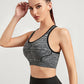 Grey High Support Seamless Contrast Binding Sports Bra Top