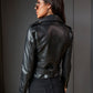 Black Flap Detail Buckle Belted Crop PU Leather Jacket