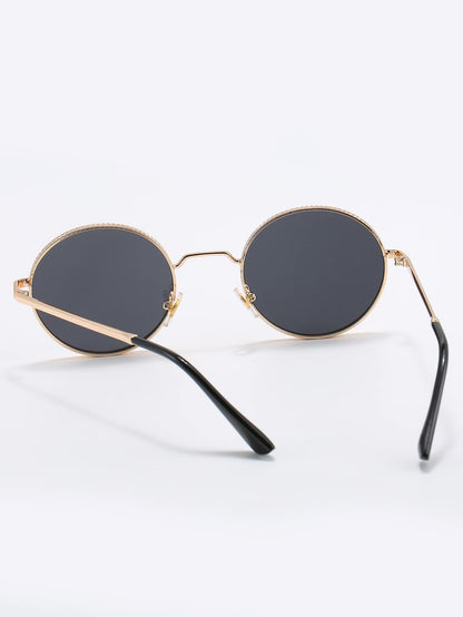 Gold Metal Frame Round UP Protected Sunglasses