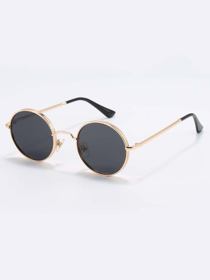 Gold Metal Frame Round UP Protected Sunglasses