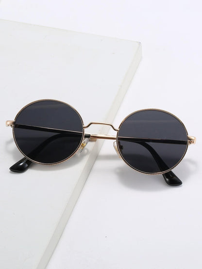 Gold Metal Frame Round UP Protected Sunglasses