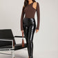 Brown Round Neck Cut Out Slim Fit Bodysuit