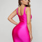 Neon Pink Scoop Neck Cut Out Front Slim Fit Dress