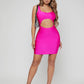 Neon Pink Scoop Neck Cut Out Front Slim Fit Dress