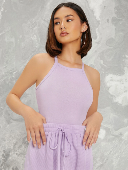 Solid Form Fitting Halter Top