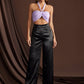 Lilac Purple Backless Sleeveless Ruched Crop Halter Top