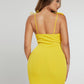 Yellow Tie Shoulder Seam Detail Slim Fit Sleeveless Spaghetti Strap Dress