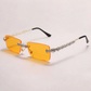 Rhinestone Decor Square Rimless Sunglasses