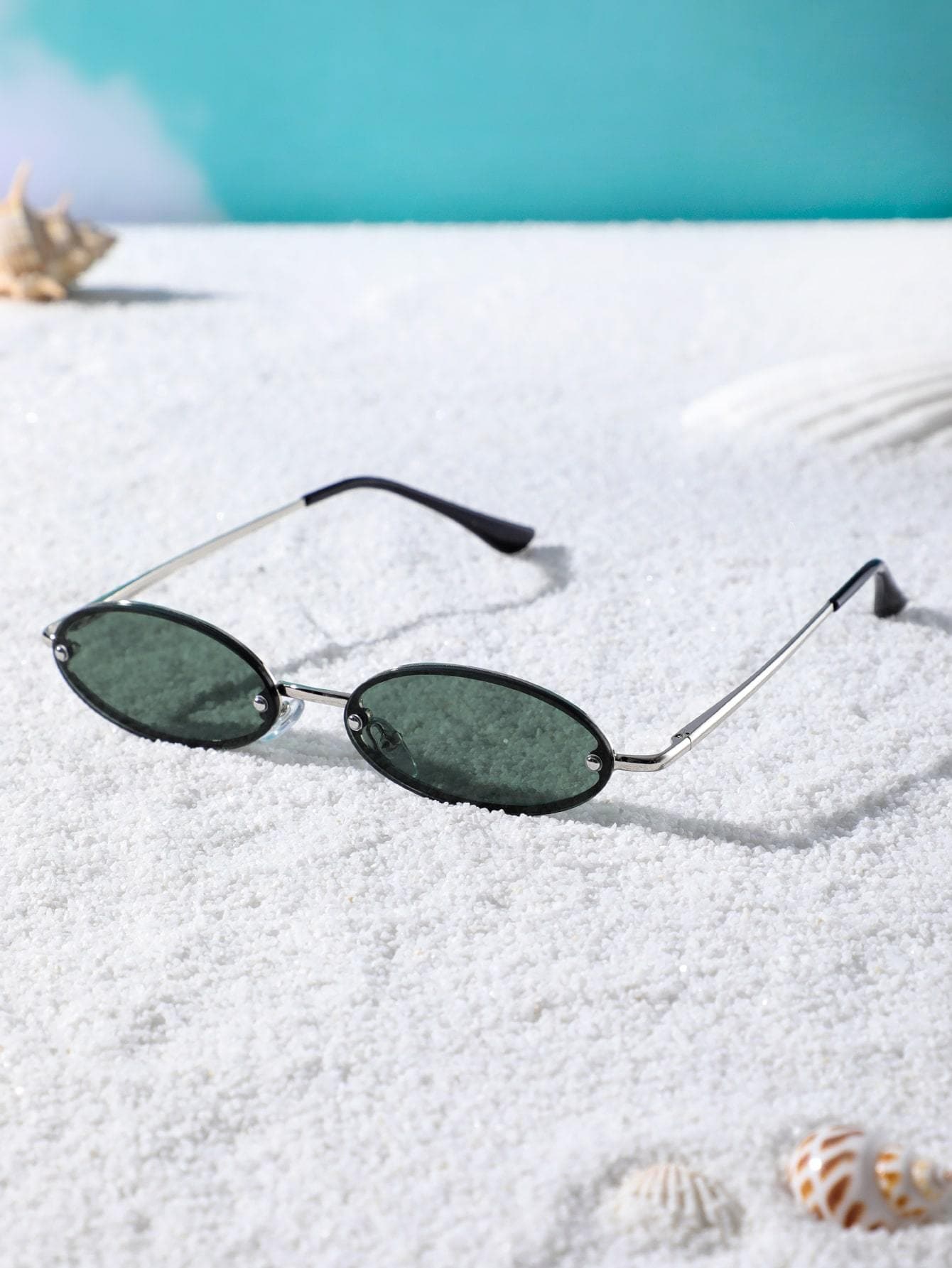 Oval Metal Frame UV Protected Sunglasses