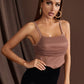 Redwood Spaghetti Strap Sleeveless Contrast Mesh Hanky Hem Cami Top