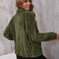 Army Green Drop Shoulder Zip Up Pocket Teddy Jacket