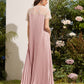 Round Neck Embroidery Mesh Yoke Pleated Dress