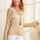Scoop Neck Pointelle Knit Sweater Without Camisole