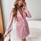 Pink Cut Out Button Front Single Breasted Blazer Dress