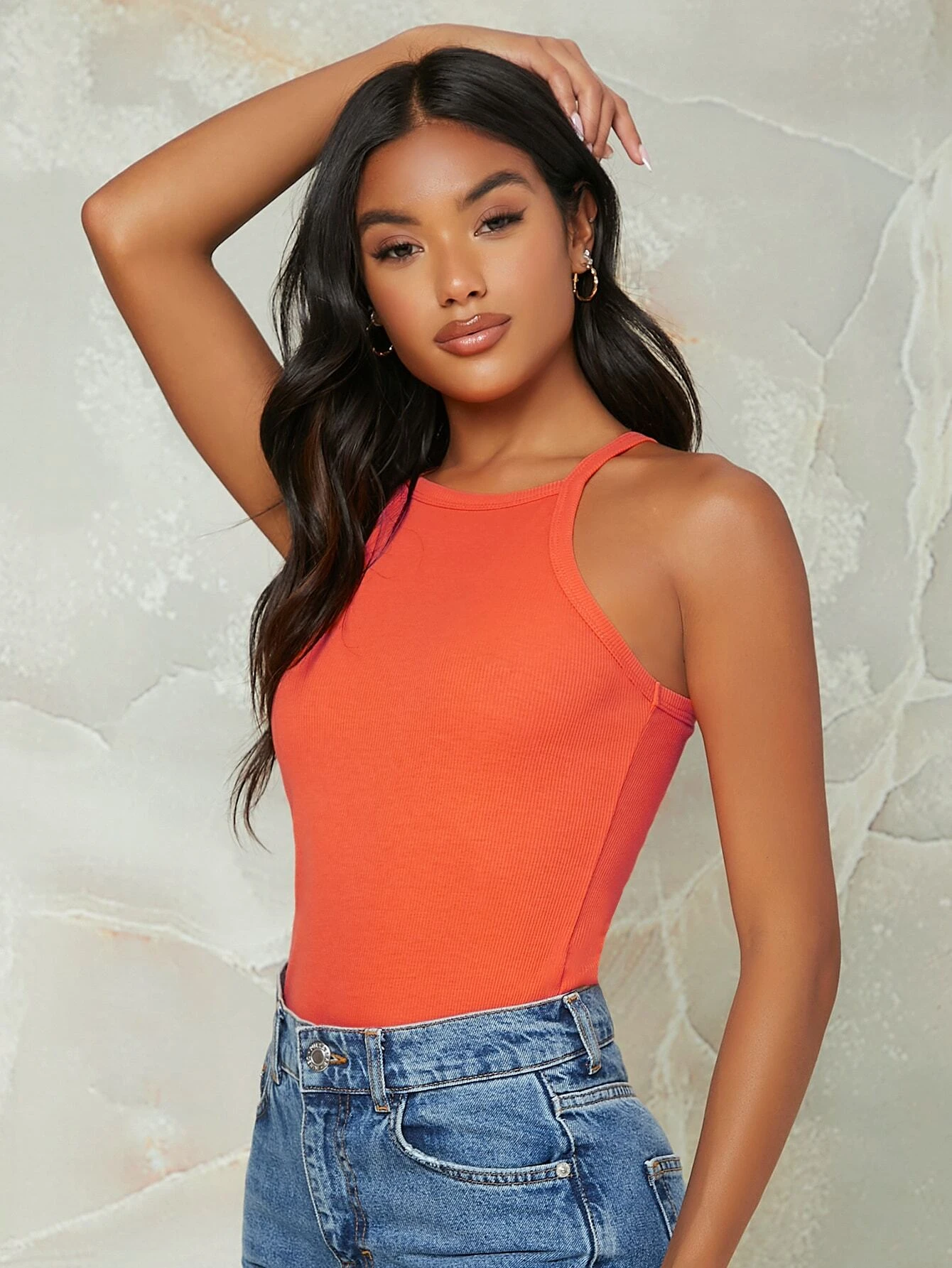 Solid Form Fitting Halter Top