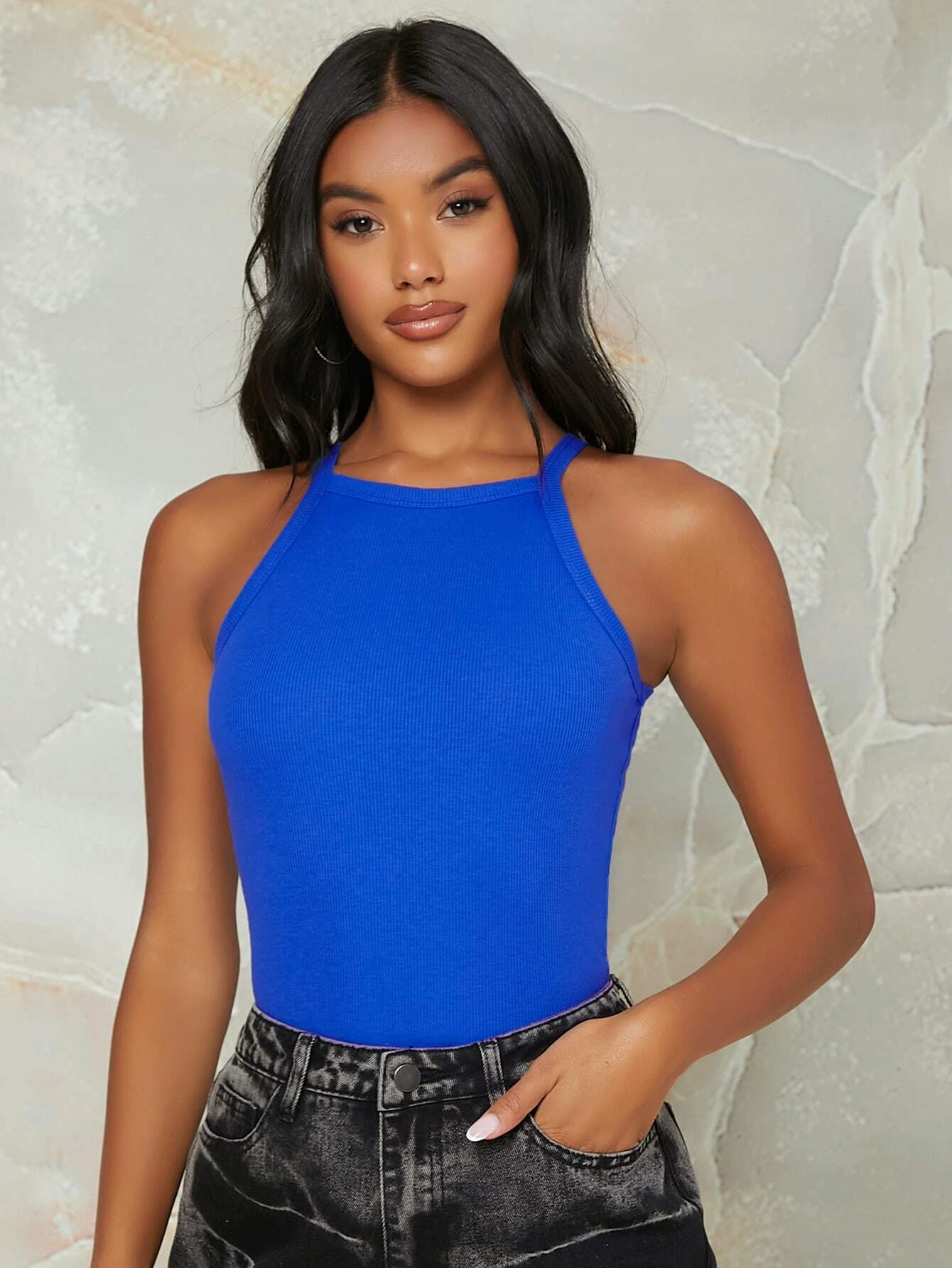 Solid Form Fitting Halter Top