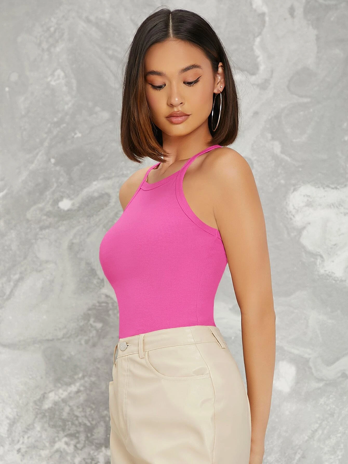 Solid Form Fitting Halter Top