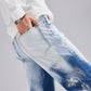 Blue White Straight Leg High Waist Tie Dye Jeans