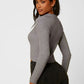 Grey Solid Collared Button Up Crop Cardigan Top