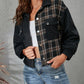 Plaid Print Button Front Single Breasted Jacket