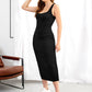 Black Scoop Neck Solid Cable Textured Slim Fit Dress