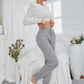 Grey Knot Front Elastic Waist Solid Sweater Pants