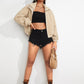 Drop Shoulder Zip Front Teddy Jacket