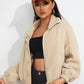 Drop Shoulder Zip Front Teddy Jacket