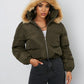 Drop Shoulder Zip Up Hooded Puffer Jacket
