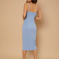 Blue Spaghetti Strap Sleeveless Solid Cami Slim Fit Dress