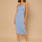 Blue Spaghetti Strap Sleeveless Solid Cami Slim Fit Dress