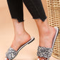 Sequins Decor PU Leather Slide Sandals