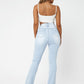 High Waisted Light Wash Flare Leg Jeans