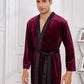 Burgundy Contrast Tape Belted Lounge Sleepwear Robe