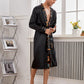 Black Satin Contrast Tape Belted Lounge Sleepwear Robe