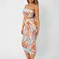 Marble Print Crop Tube Sleeveless Strapless Top and Pencil Skirt