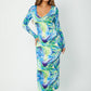 Allover Print V-Neck Slim Fit Dress