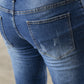 Blue Medium Wash Ripped Frayed Cat Scratch Skinny Jeans