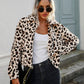 Leopard Print Drop Shoulder Flannel Jacket