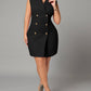 Black Solid Double Breasted Blazer Dress