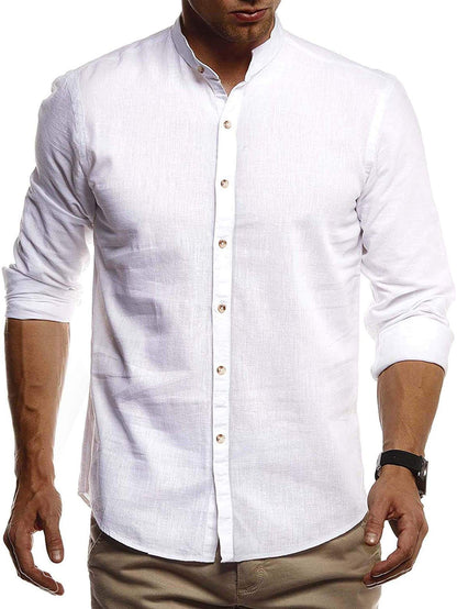 Button Front Stand Collar Shirt