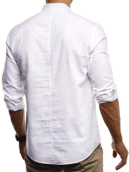 Button Front Stand Collar Shirt