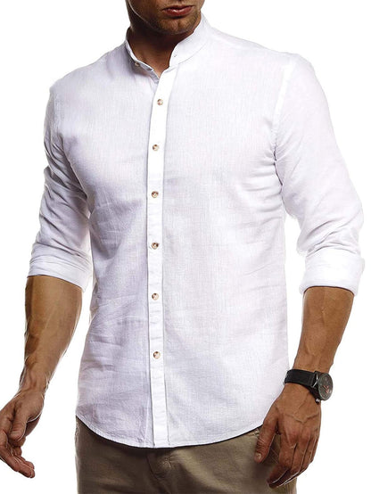 Button Front Stand Collar Shirt